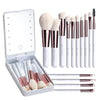 Travel Face Makeup Brush Set with LED light Mirror