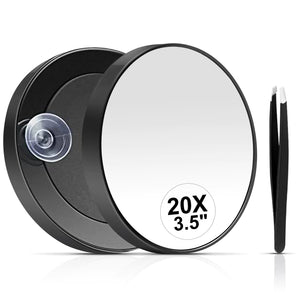 Eyes 20X Magnifying Mirror With Suction Cup and Tweezers