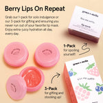 Grace & Stella Kiss Me Softly Nourishing Berry Lip Balm Hydrating - Vegan (20ml, 3-Pack) Pack of 3